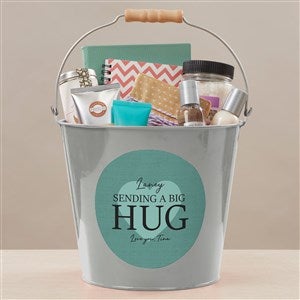 Sending Hugs Personalized Large Metal Bucket- Silver - 36918-SL