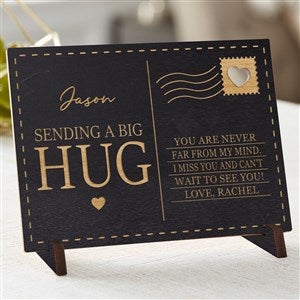 Sending Hugs Personalized Wood Postcard-Black Stain - 36922-BK