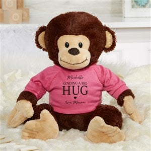 Sending Hugs Personalized Plush Monkey - Raspberry - 36924-RS