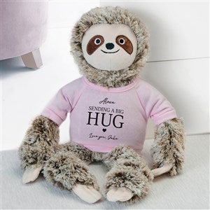 Personalized Plush Sloth Stuffed Animal - Sending Hugs - Pink - 36925-GP