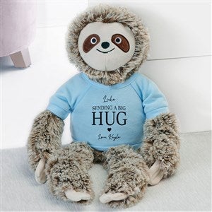 Personalized Plush Sloth Stuffed Animal - Sending Hugs - Blue - 36925-GB