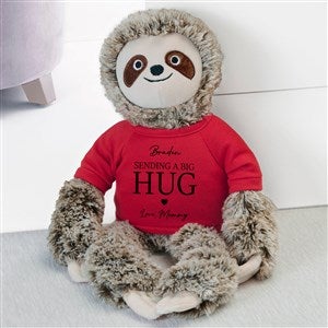 Sending Hugs Personalized Plush Sloth Stuffed Animal- Red - 36925-GR