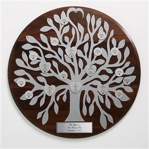 Silver Engraved Family Tree Round Plaque - 36957D-S