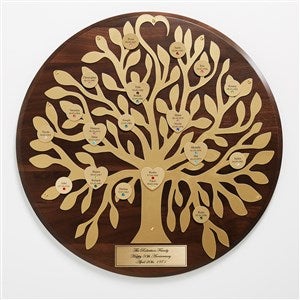 Gold Engraved Family Tree Round Plaque - 36957D-G