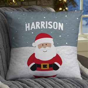 Personalized Christmas Throw Pillow - Santa and Friends 18" Velvet Throw Pillow - 36978-LV