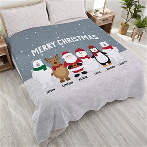 Santa and Friends Personalized 90x90 Plush Queen Fleece Blanket - 36979-QU