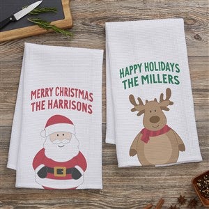 Santa and Friends Waffle Weave Kitchen Towel - 36988