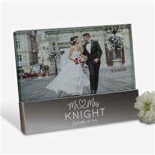 Infinite Love Engraved Wedding Glass Block Picture Frame - 36993