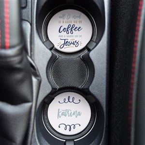 Coffee & Jesus Personalized Car Coaster Set of 2 - 37006