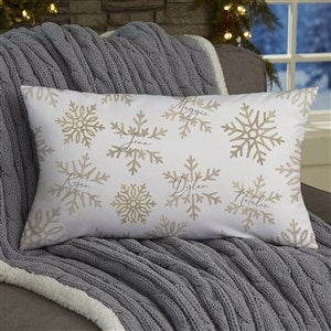 Personalized Throw Pillow - Silver and Gold Snowflakes Lumbar Velvet Throw Pillow - 37023-LBV
