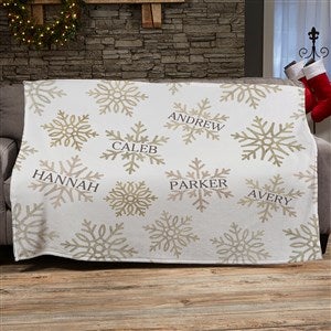 Silver and Gold Snowflakes Personalized 50x60 Plush Fleece Blanket - 37025-F