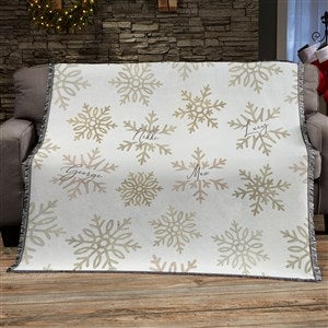 Silver and Gold Snowflakes Personalized 56x60 Woven Throw - 37025-A