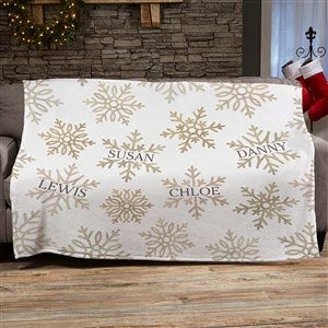 Silver and Gold Snowflakes 50x60 Personalized Lightweight Fleece Blanket - 37025-LF