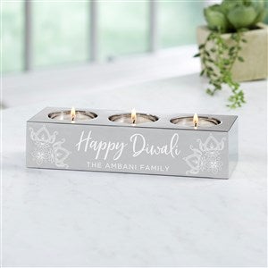 Diwali Personalized 3 Tea Light Candle Holder - 37038