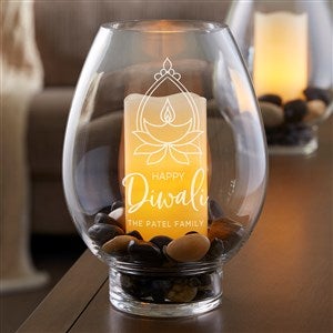 Diwali Engraved Hurricane Candle Holder - 37043