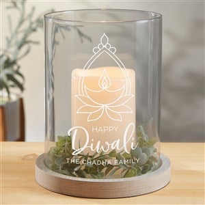 Diwali Personalized Hurricane with Whitewashed Wood Base - 37044