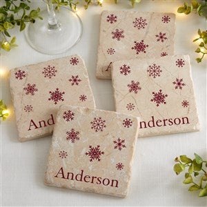 Winter Wonderland Personalized Tumbled Stone Coaster Set - 37056