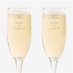 Mr. and Mrs. Collection Personalized Champagne Flute Set - 3706