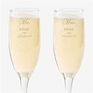 Mr. and Mrs. Collection Personalized Champagne Flute Set - 3706