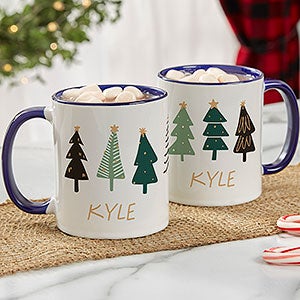 Christmas Aspen Personalized Coffee Mug 11 oz.- Blue - 37067-BL