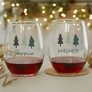 Christmas Aspen Personalized Stemless Wine Glass - 37082-S
