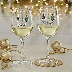 Christmas Aspen Personalized White Wine Glass - 37082-W