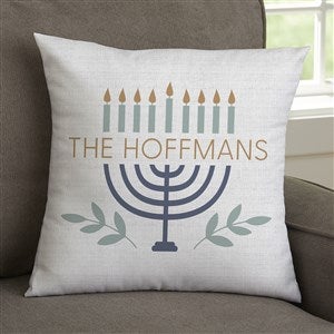 Spirit of Hanukkah Menorah Personalized 14" Velvet Throw Pillow - 37090-SV
