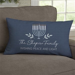 Spirit of Hanukkah Menorah Personalized Lumbar Velvet Throw Pillow - 37090-LBV