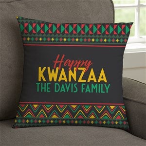 Kwanzaa Personalized 14" Velvet Throw Pillow - 37112-SV