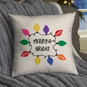 Holiday Lights Personalized Christmas 14" Throw Pillow - 37143-S