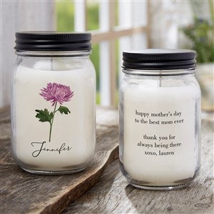 Birth Month Flower Personalized Mothers Day Farmhouse Candle Jar - 37147