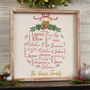 Merry Family Personalized Whitewashed Frame Wall Art- 12 x 12 - 37150-12x12
