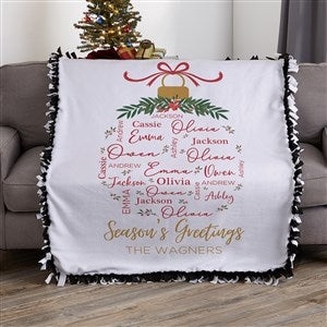 Merry Family Personalized Christmas 50x60 Tie Blanket - 37153-T
