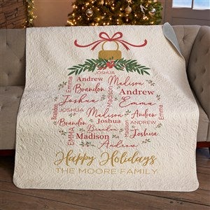 Merry Family Personalized Christmas 50x60 Quilted Blanket - 37153-Q