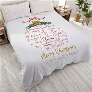 Merry Family Personalized Christmas 90x90 Plush Queen Fleece Blanket - 37153-QU