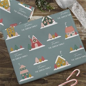 Christmas Cottage Personalized Wrapping Paper Roll - 6ft Roll - 37160