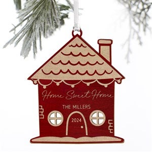 Christmas Cottage Personalized Wood Ornament- Red Maple - 37162-R