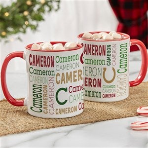 Christmas Repeating Name Personalized Coffee Mug 11 oz.- Red - 37168-R