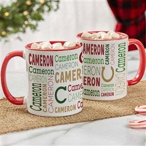 Christmas Repeating Name Personalized Coffee Mug 11 oz.- Red