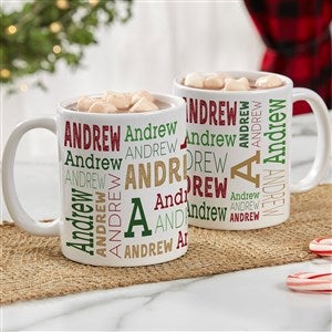 Christmas Repeating Name Personalized Coffee Mug 11 oz.- White - 37168-S