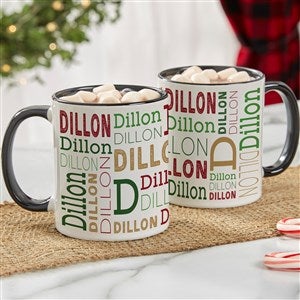 Christmas Repeating Name Personalized Coffee Mug 11 oz.- Black - 37168-B
