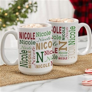 Christmas Repeating Name Personalized Coffee Mug 15 oz.- White - 37168-L