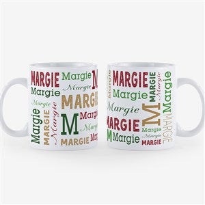 Christmas Repeating Name Personalized Coffee Mug 18 oz.- White - 37168-XL