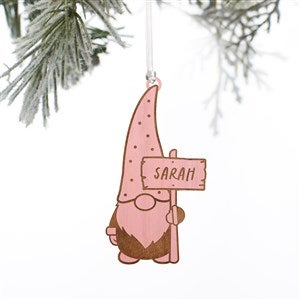 Christmas Gnome Personalized Wood Ornament- Pink Stain - 37194-P