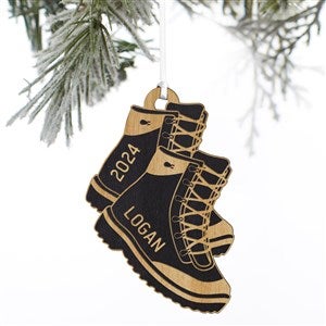 Hiking Boots Personalized Wood Ornament- Black - 37195-BLK