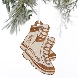 Hiking Boots Personalized Wood Ornament- Natural