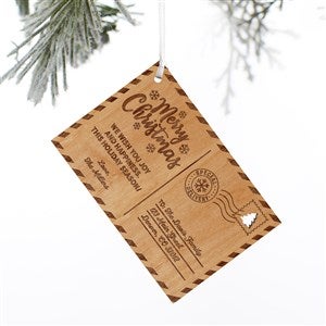 Christmas Postcard Personalized Wood Ornament- Natural - 37197-N