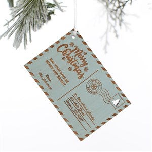 Christmas Postcard Personalized Wood Ornament- Blue Stain - 37197-B