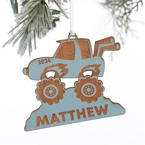 Monster Truck Personalized Wood Ornament- Blue Stain - 37198-B