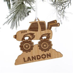 Monster Truck Personalized Wood Ornament- Natural - 37198-N